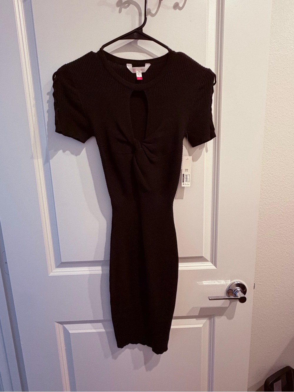 No Boundaries Black Knot-Front Midi Dress